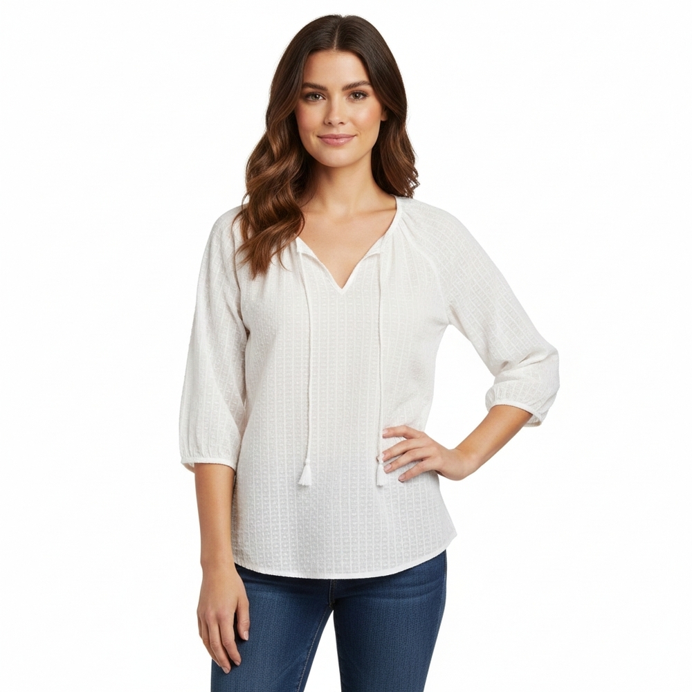 J. Crew Top Womens XS Off-White 3/4 Sleeve